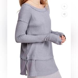 We The Free Storm Grey North Shore Long Sleeve Oversized Thermal Tee XS